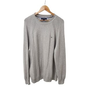 Tommy Hilfiger Sweater Mens XL Gray Roll Neck Knitted Pullover Fisherman